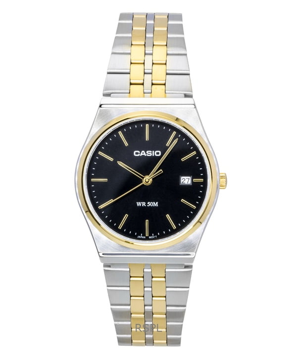 Casio Analog Two Tone Stainless Steel Black Dial Quartz MTP-B145SG-1AV Men's Watch