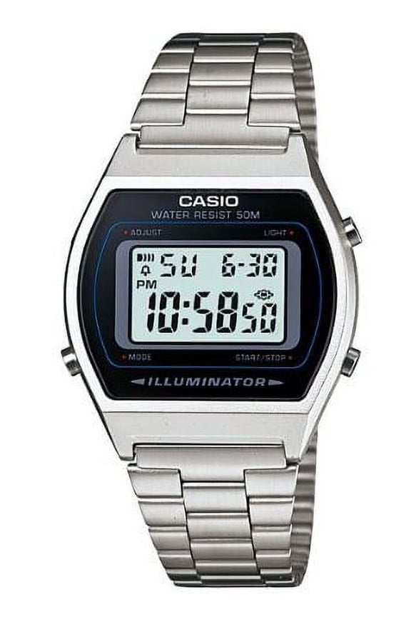 B640WD-1A Men's Silver Digital Retro Stainless Steel Watch