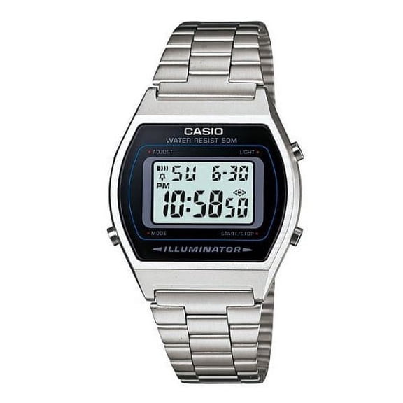 Casio B640WD-1A Men's Silver Digital Retro Stainless Steel Watch