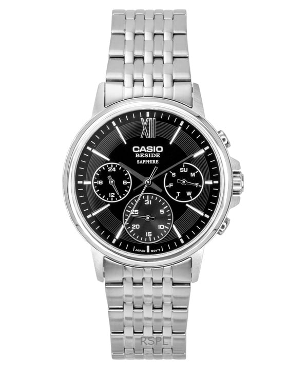 Casio Beside Analog Stainless Steel Black Dial Quartz BMS-300D-1AV Men's Watch