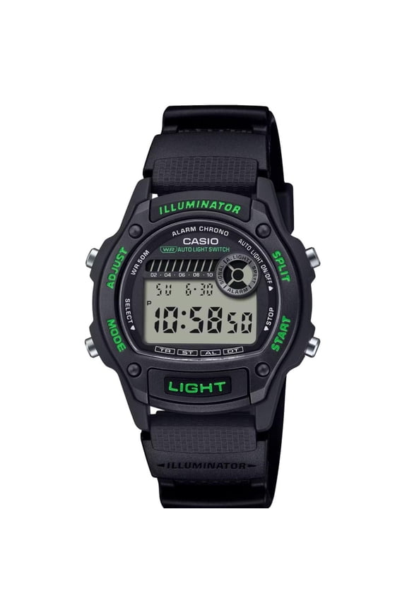 Black Classic Sport Watch with Resin Strap W220H-1A3V