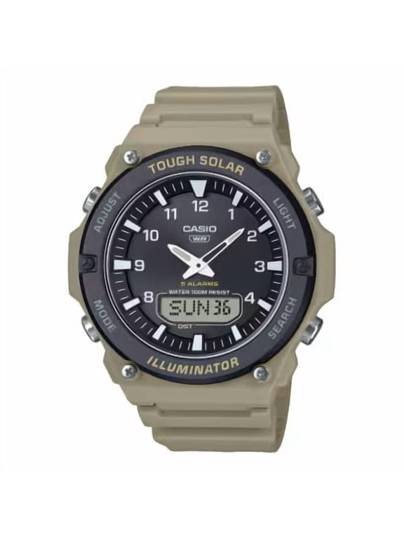 Men's Tan Solar Powered Analog-Digital 100mm Casual Watch AQS820W-5AV