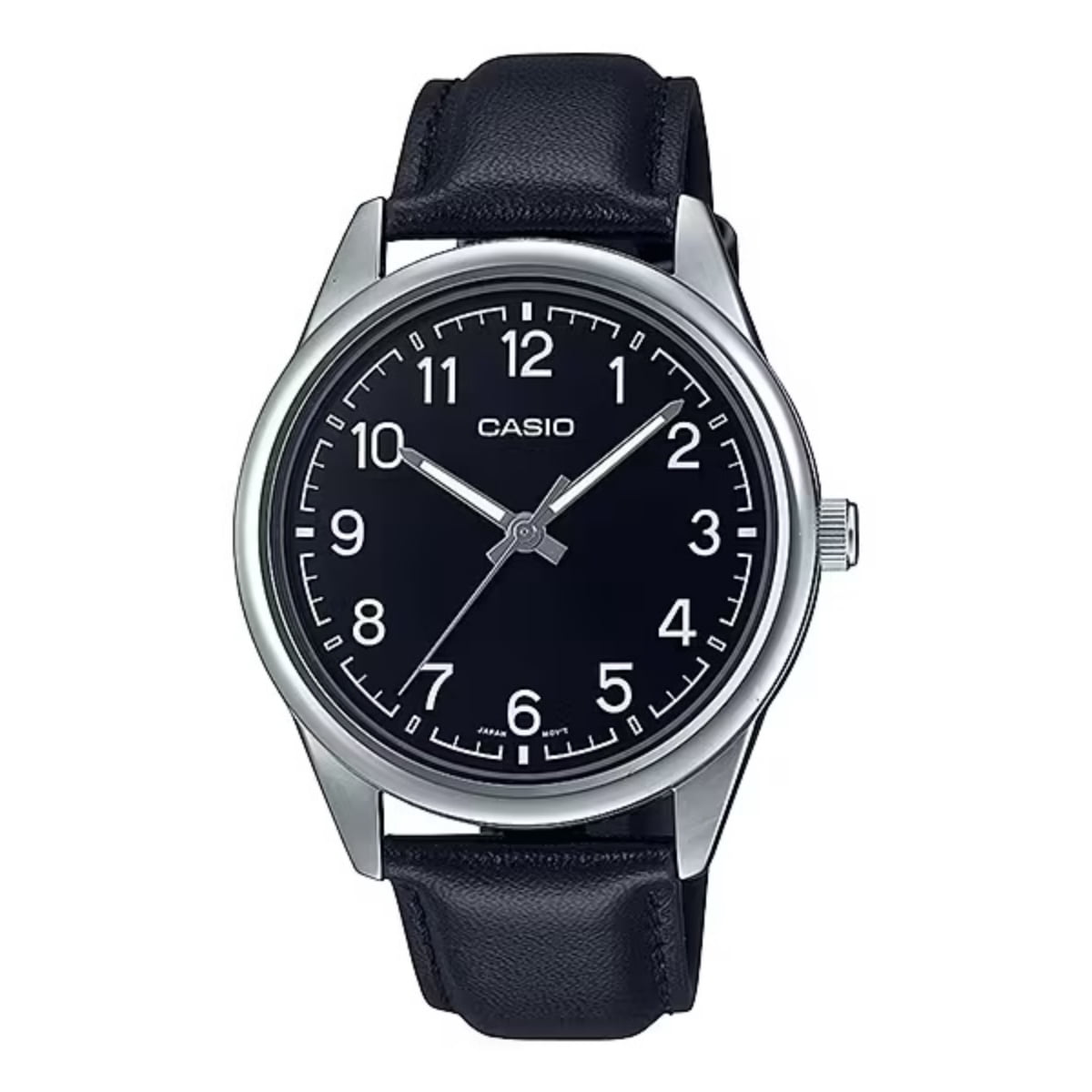 Casio Men’s Black Leather Watch with Black Dial - MTP-V005L-1B4UDF