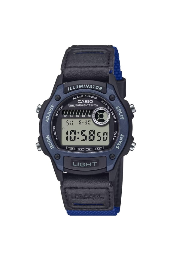 Blue Classic Digital Sport Watch with Cloth Strap W220HF-2AV
