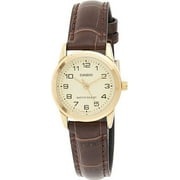 Casio Brown Leather Ladies Watch Analog Gold Face LTP-V001GL-9B