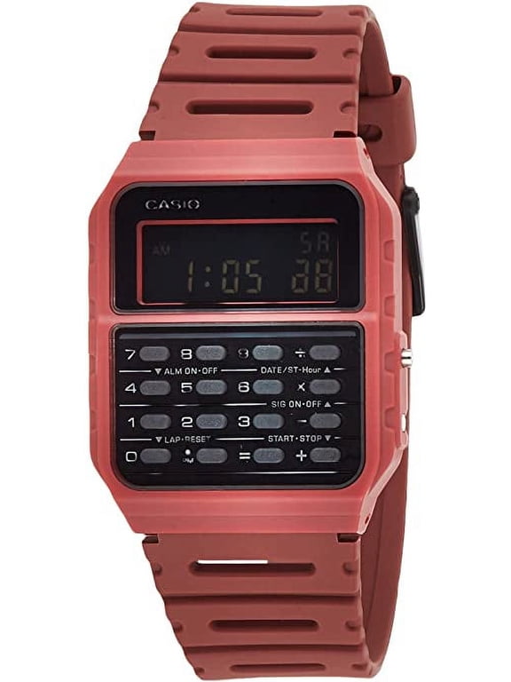 CA53WF-4B Data Bank Calculator Red Resin Band Men's Watch