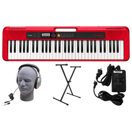 Casio CT-S200RD PPK 61-Key Premium Keyboard Pack with Stand, Headphones & Power Supply, Red
