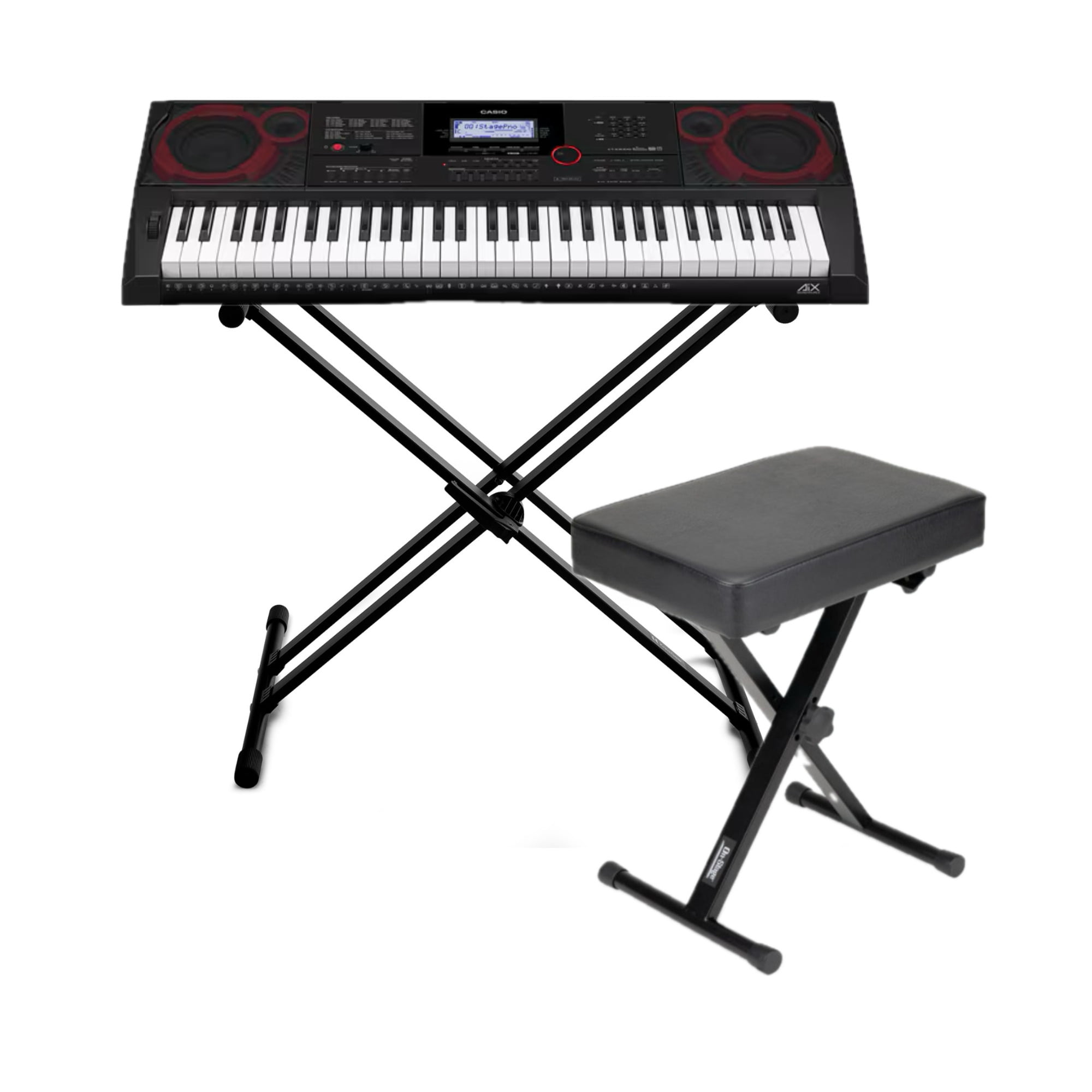 Casio CT-X3000 61-Key Portable Keyboard Bundle with Stand and Bench (3 Items)