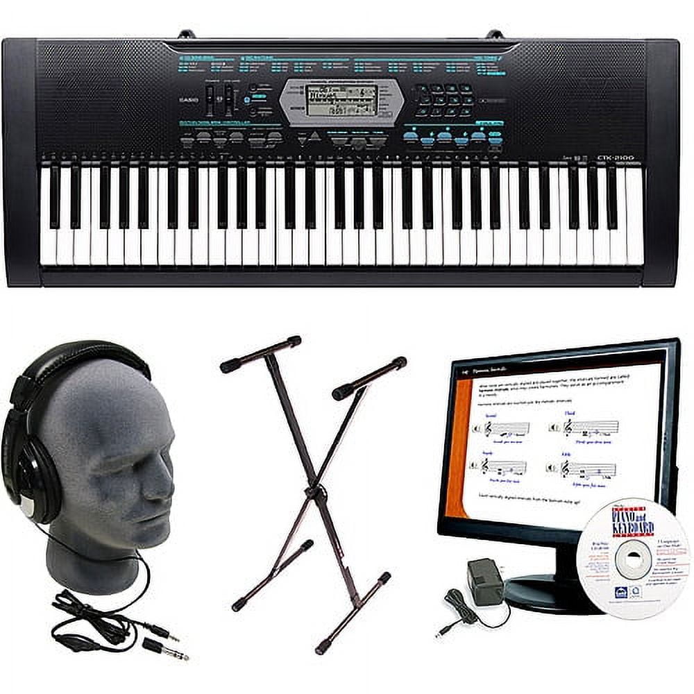 Casio CTK2100 61 Key Complete Keyboard Package with Instructional