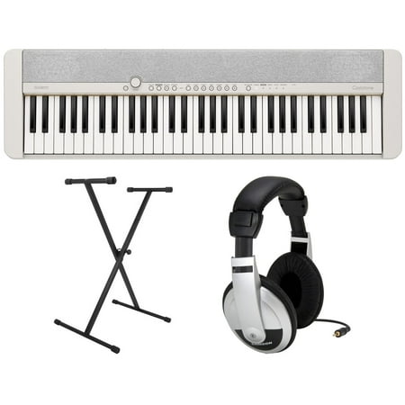 Casio - CT-S1WE Premium Pack with 61 Key Keyboard, Stand, AC Adapter, and Headphones - White