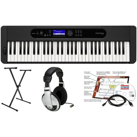 Casio - CT-S400 EPA 61 Key Keyboard with Stand, AC Adapter, Headphones, and Software - Black