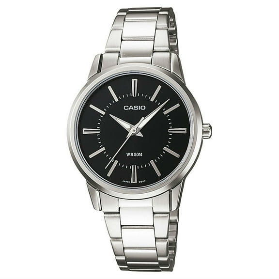 Casio Womens Black Dial Stainless Steel Bracelet Watch - CasioLTP1303D1AVDF