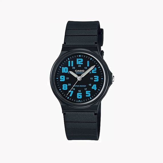 Casio Men’s Black Analog Watch with Black Dial and Blue Accents - MQ-71-2BDF
