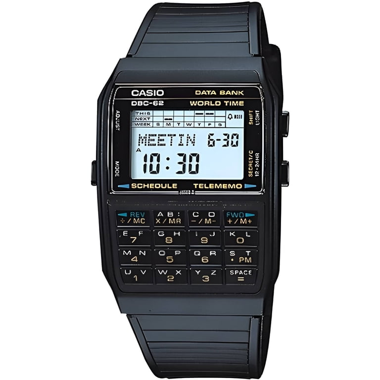CASIO DBC-62 ブラック デジタル腕時計 Casio DBC-62-1Z Men's Databank Grey Digital Dial Calculator Watch