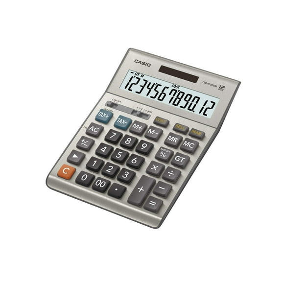 Casio DM1200BM Desktop Calculator, 12-Digit LCD, Silver
