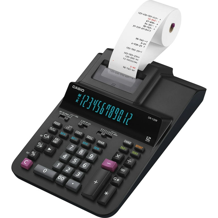 Casio DR 120R Printing Calculator Dual Color Print Black Walmart