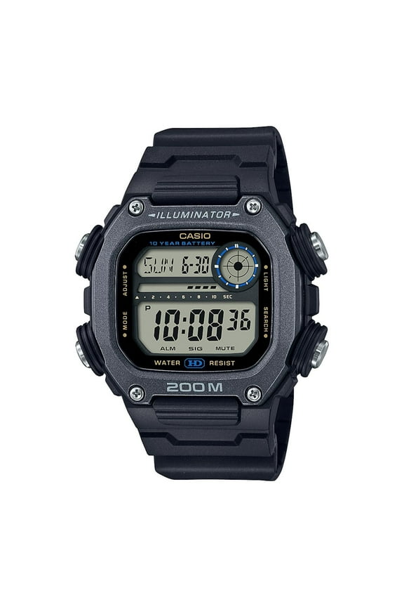 DW291H-1AV Men's Heavy Duty Digital Sport Watch - Black/Silver