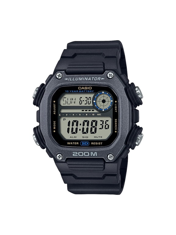 DW291H-1AV Men's Heavy Duty Digital Sport Watch - Black/Silver