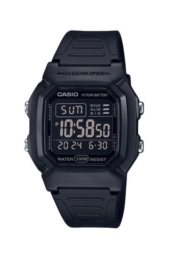 Digital Black Resin Strap Quartz Men's Wristwatch, W-800H-1BV