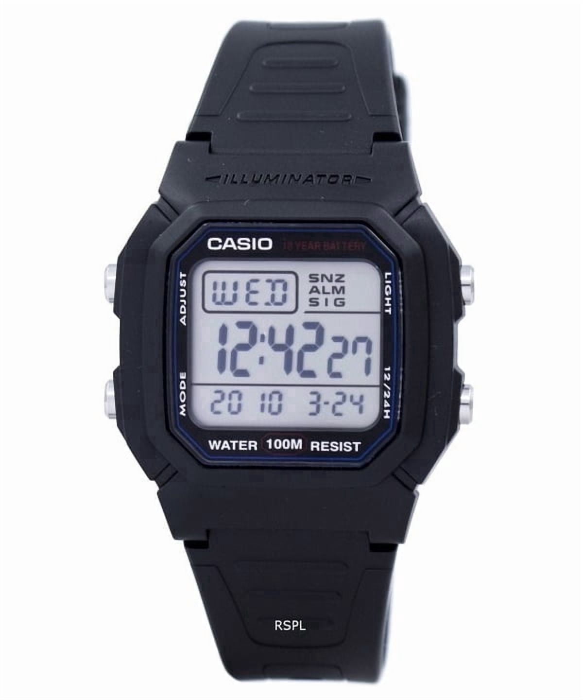 Casio Men's Wristwatch, Digital Classic Illuminator W-800H-1AVDF, LED ...