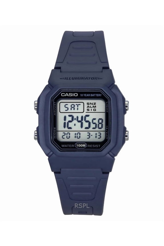 W-800H-2A Men's Digital Resin Strap Light Blue Quartz Wristwatch, W-800H-2AV