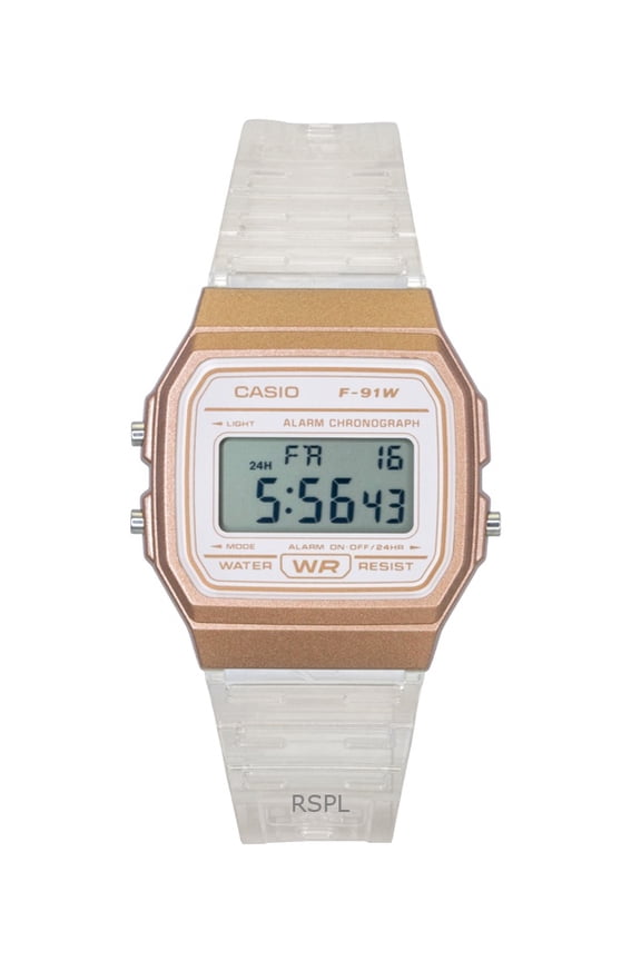 Digital Transparent Resin Strap Quartz F-91WS-7A3 Unisex Watch