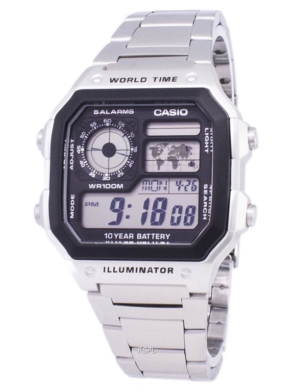 Digital World Time WR100M AE-1200WHD-1AVDF AE-1200WHD-1AV Men's Watch