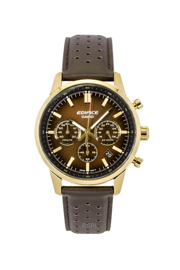 Edifice Analog Chronograph Leather Strap Brown Dial Quartz EFR-575CL-5A 100M Men's Watch