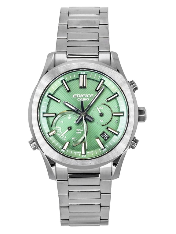 Edifice Analog Chronograph Smartphone Link Green Dial Stainless Steel Solar EQB-1300DC-3A 100M Men's Watch