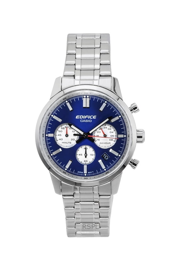 Edifice Analog Chronograph Stainless Steel Blue Dial Quartz EFR-575D-2A 100M Mens Watch