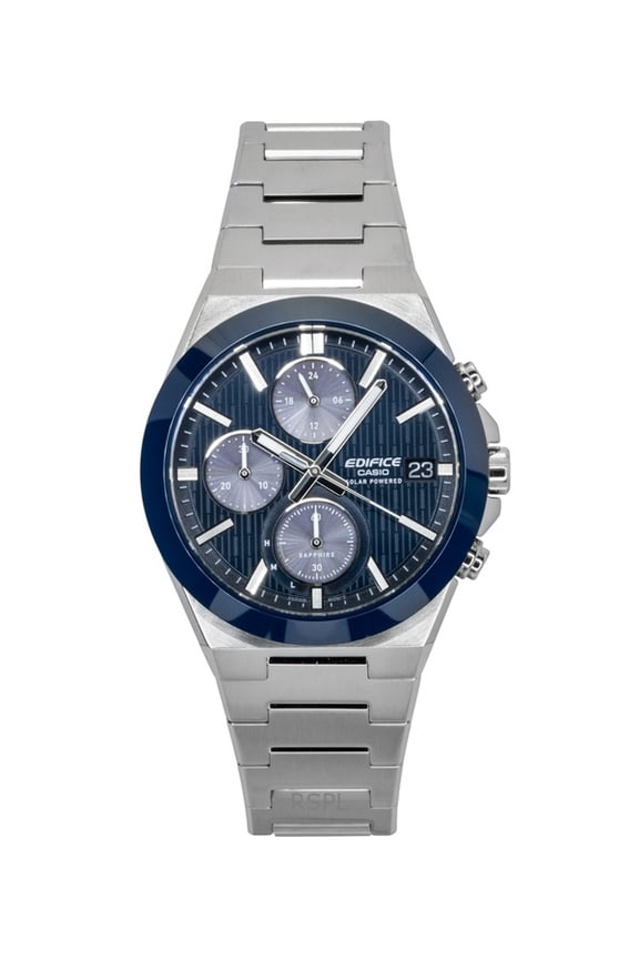 Edifice Analog Chronograph Stainless Steel Blue Dial Solar EFS-S650D-2A 100M Men's Watch