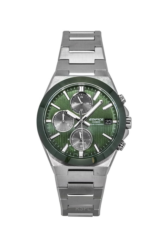 Edifice Analog Chronograph Stainless Steel Green Dial Solar EFS-S650D-3A 100M Men's Watch