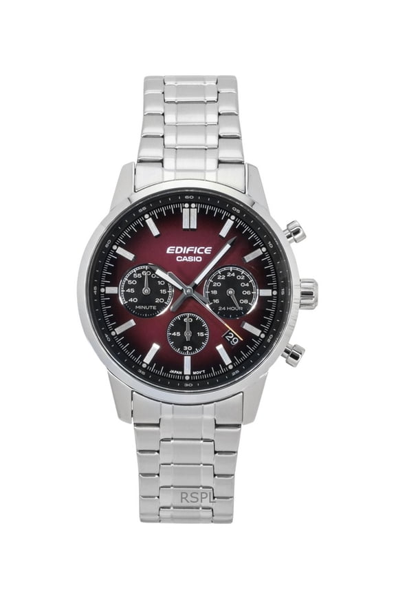 Edifice Analog Chronograph Stainless Steel Red Dial Quartz EFR-575D-4A 100M Men's Watch