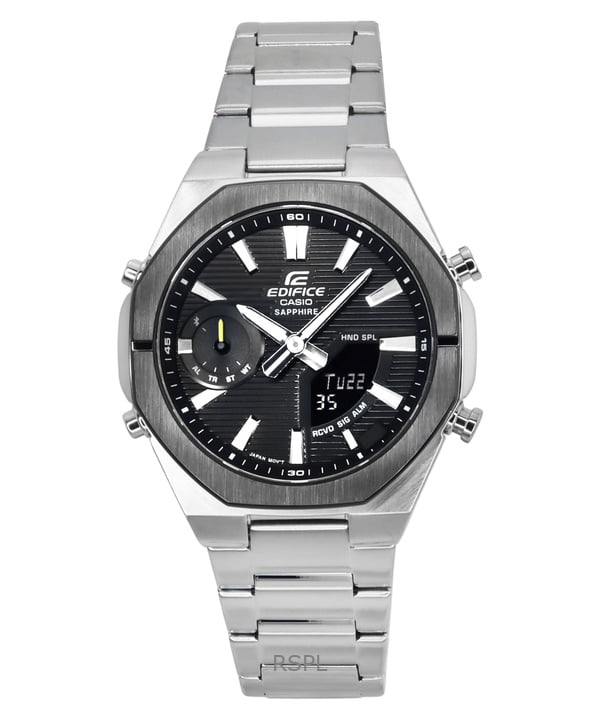Casio Edifice Analog Digital Smartphone Link Stainless Steel Black Dial Quartz ECB-S10DB-1A 100M Mens Watch