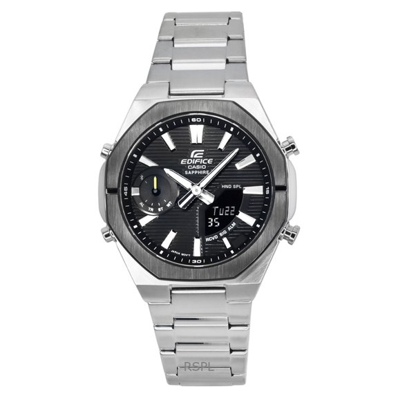Casio Edifice Analog Digital Smartphone Link Stainless Steel Black Dial Quartz ECB-S10DB-1A 100M Mens Watch