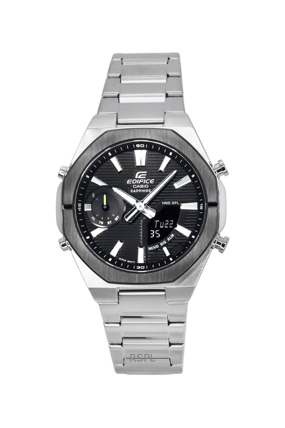 Edifice Analog Digital Smartphone Link Stainless Steel Black Dial Quartz ECB-S10DB-1A 100M Mens Watch