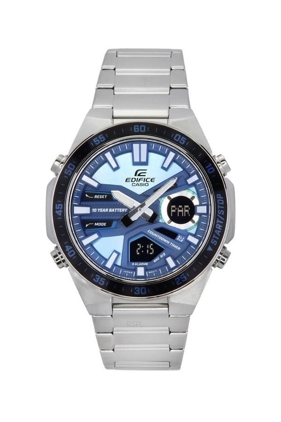 Edifice Analog Digital Stainless Steel Blue Dial Quartz EFV-C110D-2B 100M Men's Watch