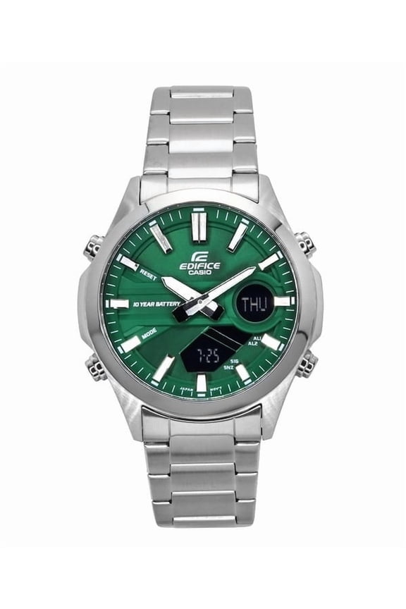 Edifice Analog Digital Stainless Steel Green Dial Quartz EFV-C120D-3A 100M Men's Watch