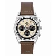 Casio Edifice Analog Standard Chronograph Leather Strap Ivory Dial Quartz EFB-730L-7AV 100M Mens Watch