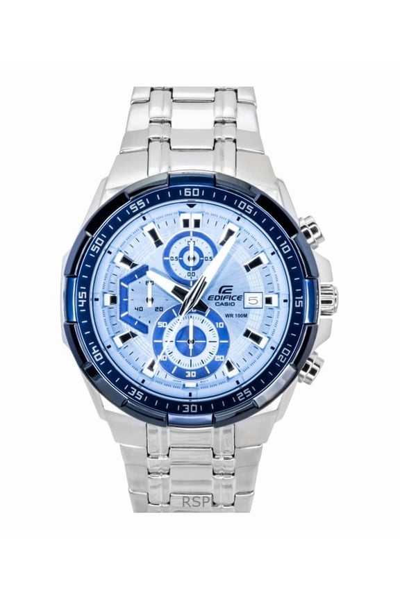 Edifice Analog Standard Chronograph Stainless Steel Blue Dial Quartz EFR-539DE-2AV 100M Men's Watch