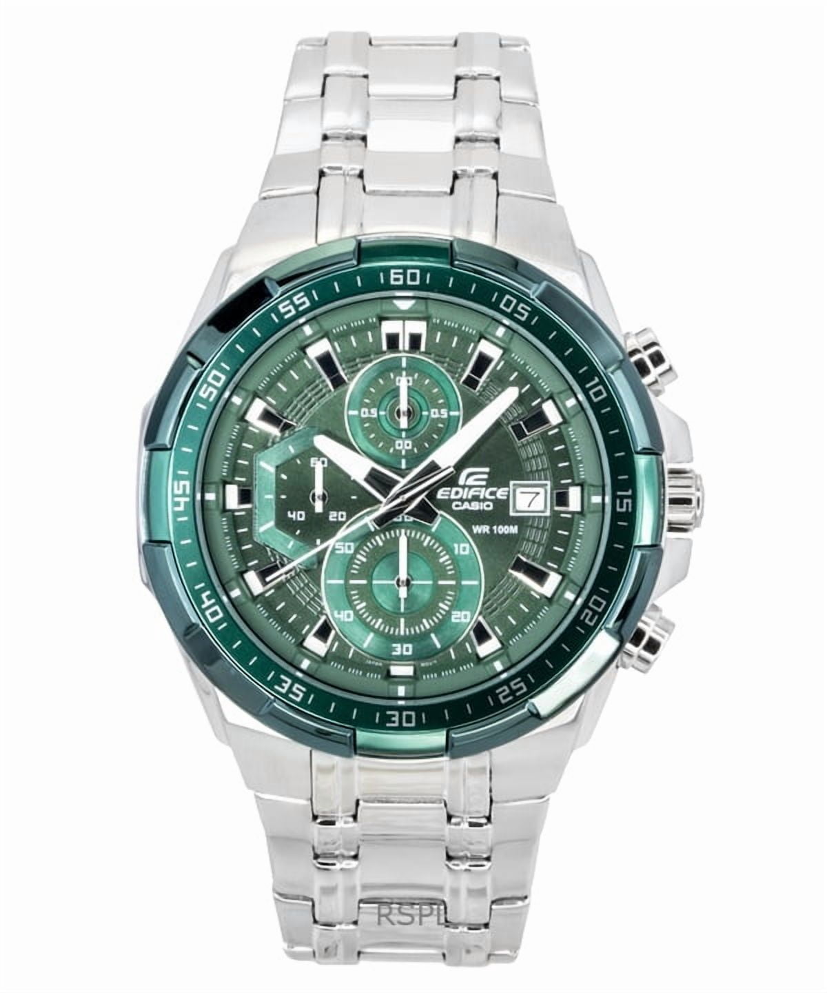 Casio Edifice Analog Standard Chronograph Stainless Steel Green Dial Quartz EFR-539DE-3AV 100M Men's Watch