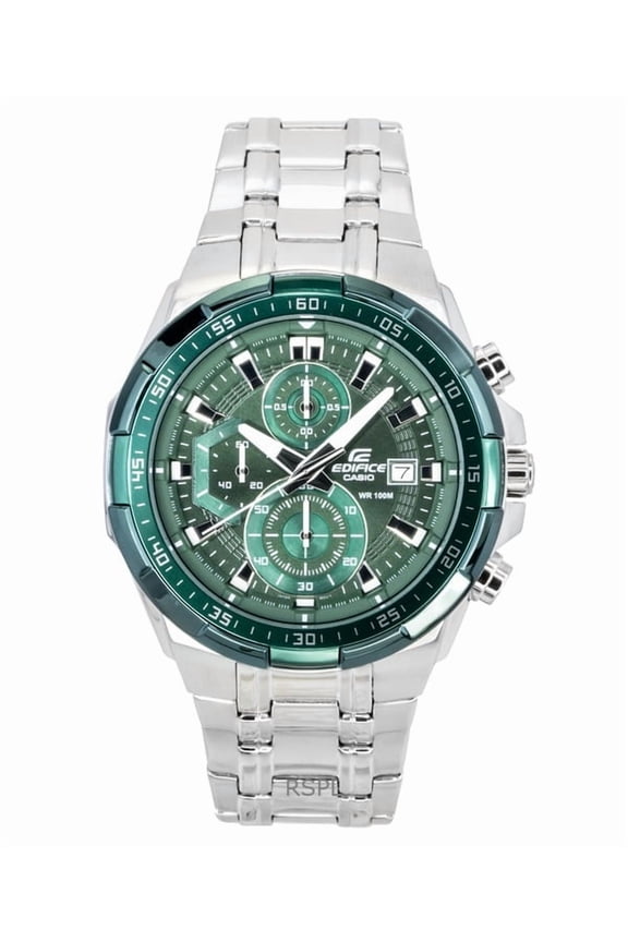 Edifice Analog Standard Chronograph Stainless Steel Green Dial Quartz EFR-539DE-3AV 100M Men's Watch