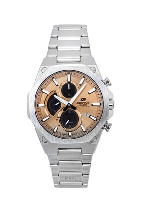 Edifice Slim Line Analog Chronograph Stainless Steel Copper Dial Solar EFS-S570D-5A 100M Men's Watch