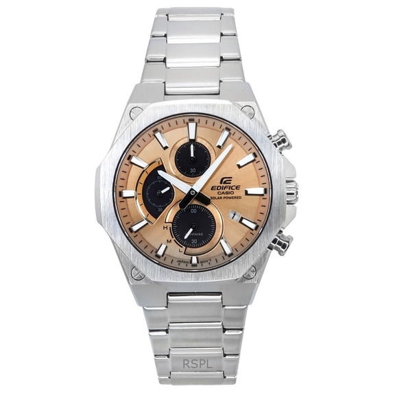 Casio Edifice Slim Line Analog Chronograph Stainless Steel Copper Dial Solar EFS-S570D-5A 100M Men's Watch
