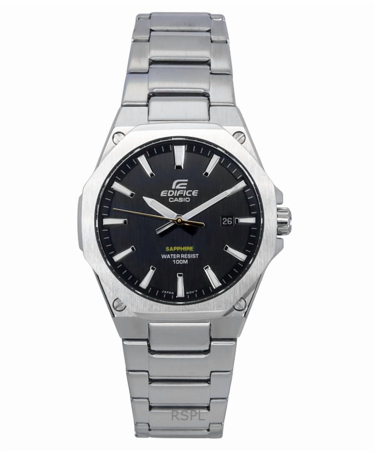 Casio Edifice Men's Slim Black Dial Stainless Steel Watch EFR-S108D-1A