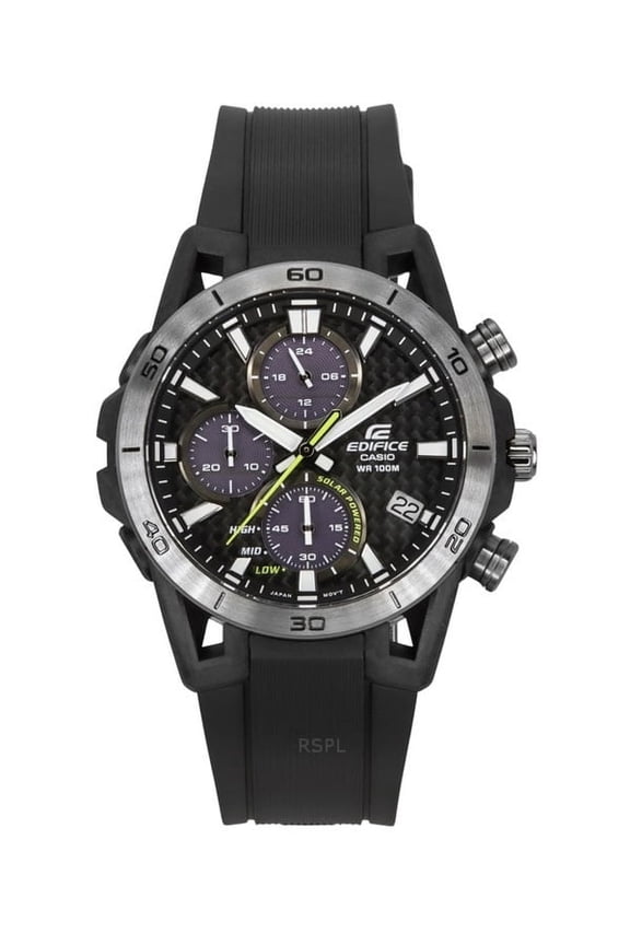 Edifice Sospensione Analog Chronograph Resin Strap Grey Dial Solar EQS-960PB-1AV 100M Men's Watch