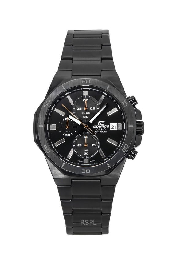 Edifice Standard Analog Chronograph Stainless Steel Black Dial Quartz EFV-640DC-1AV 100M Men's Watch