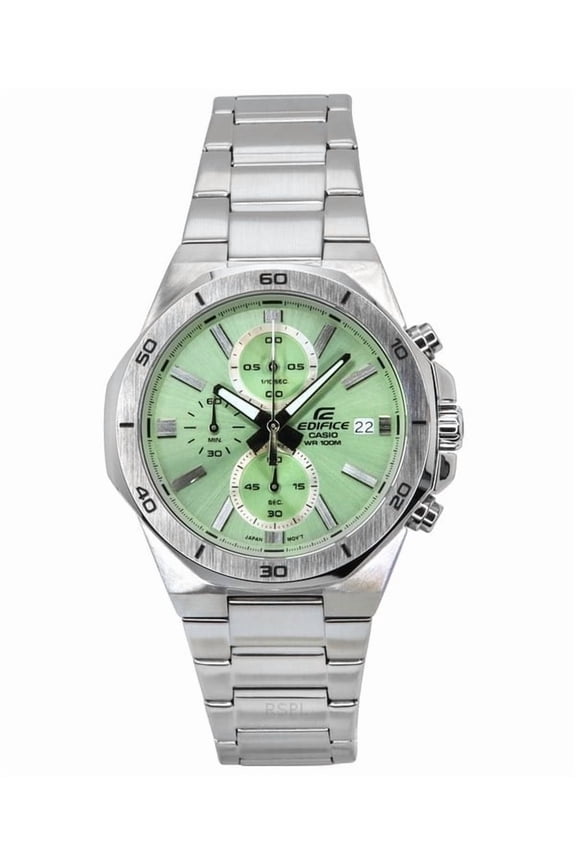 Edifice Standard Chronograph Analog Stainless Steel Green Dial Quartz EFV-640D-3AV 100M Mens Watch