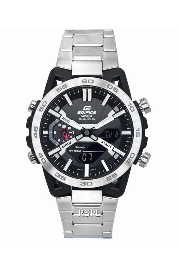 Edifice by Casio Men's 12 mm Link Carbon Fiber Wristwatch, Black, ECB-2000D-1A