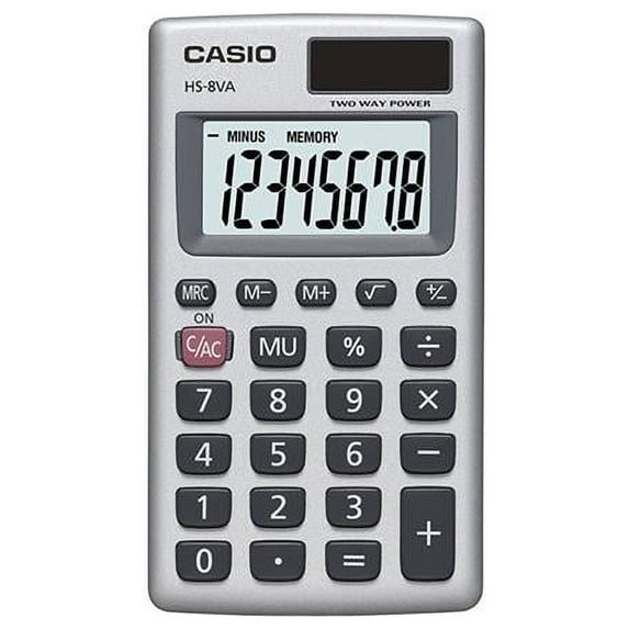 Casio Enterprises HS8VA 8-Digit LCD - Handheld Calculator, Silver